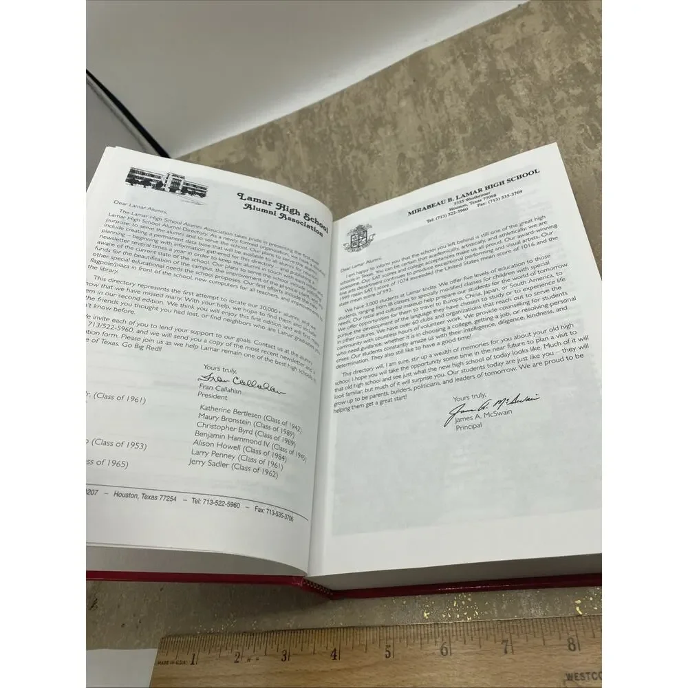 Houston Texas Mirabeau B. Lamar High School Alumni Directory 2000 Book